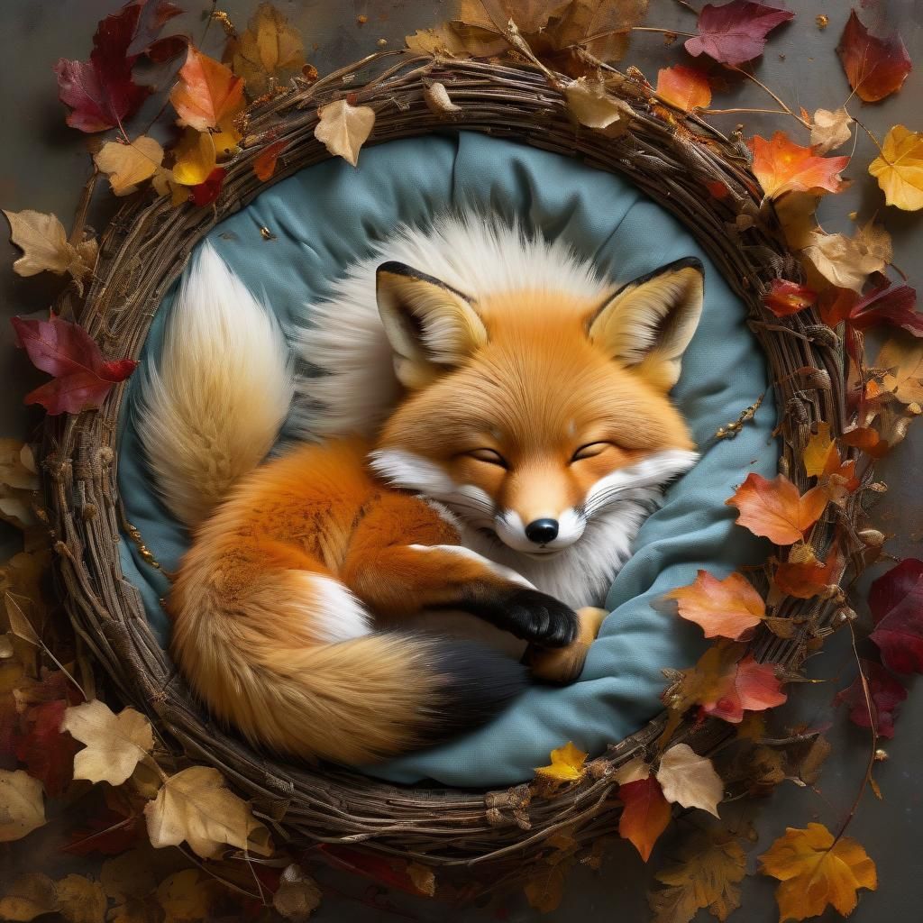 Sleeping baby fox