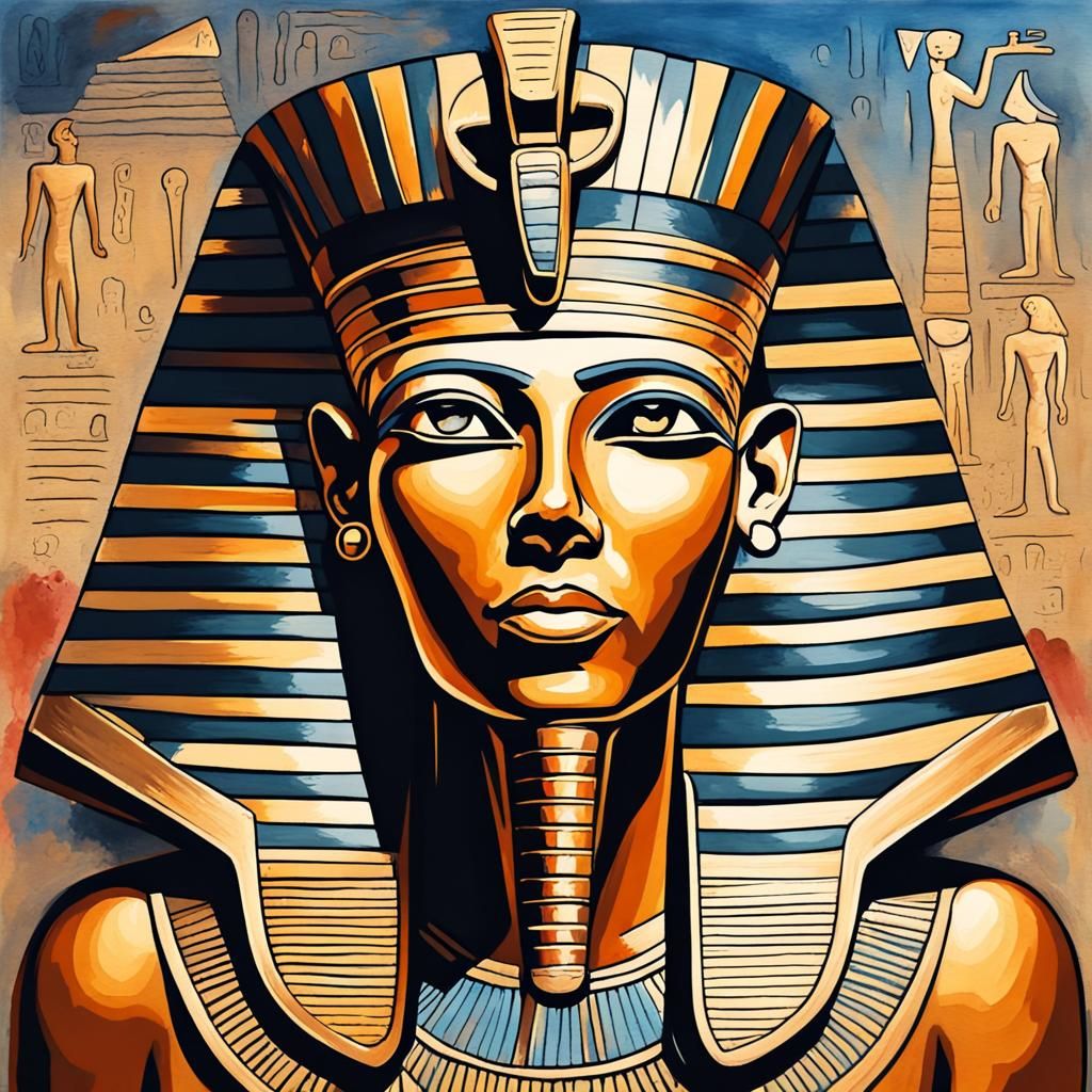 Egyptian Pharaoh in Gouache Style Masterpiece