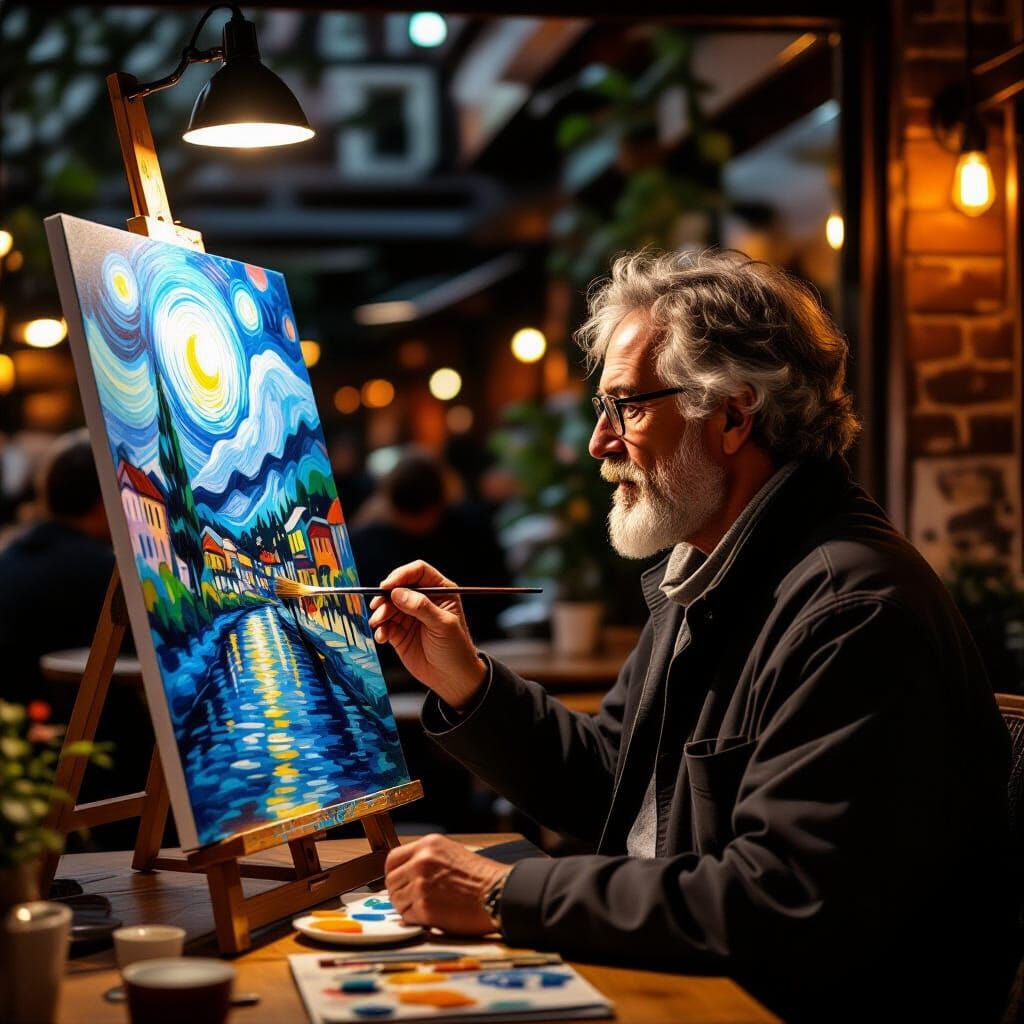 vincent did a good job paintin' in nightcafé