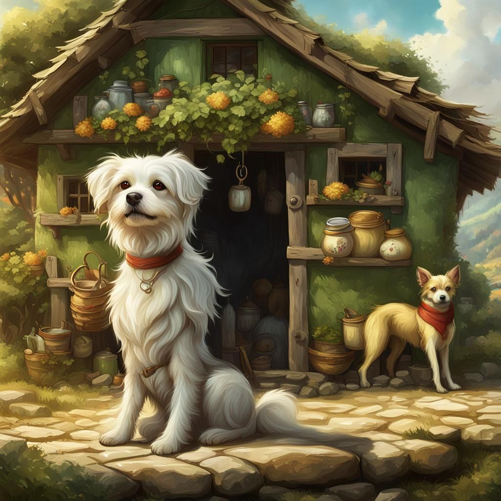 Lovely Shabby Dog in Green Valley Village