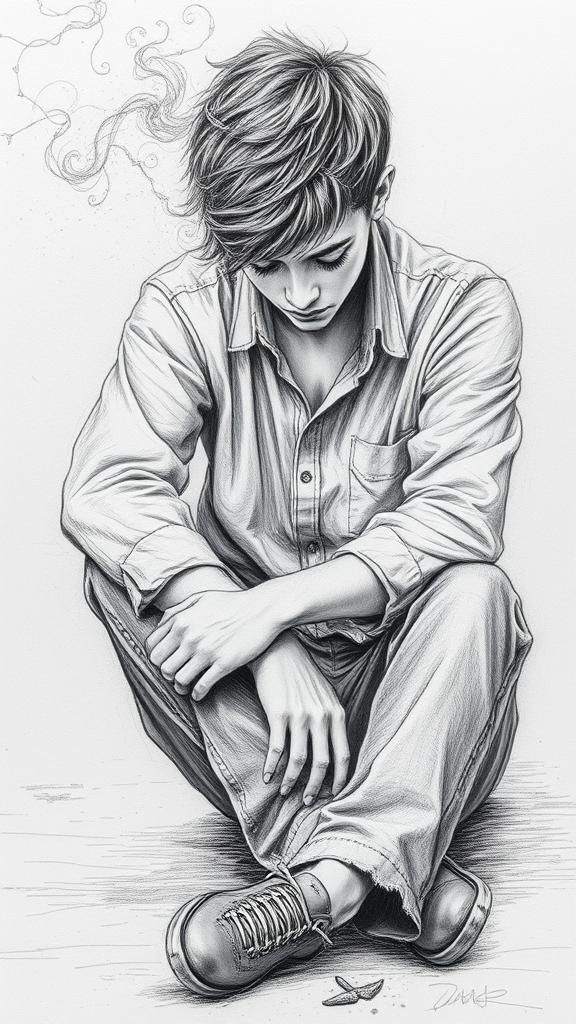 Soul Escaping Body in Detailed Pencil Drawing