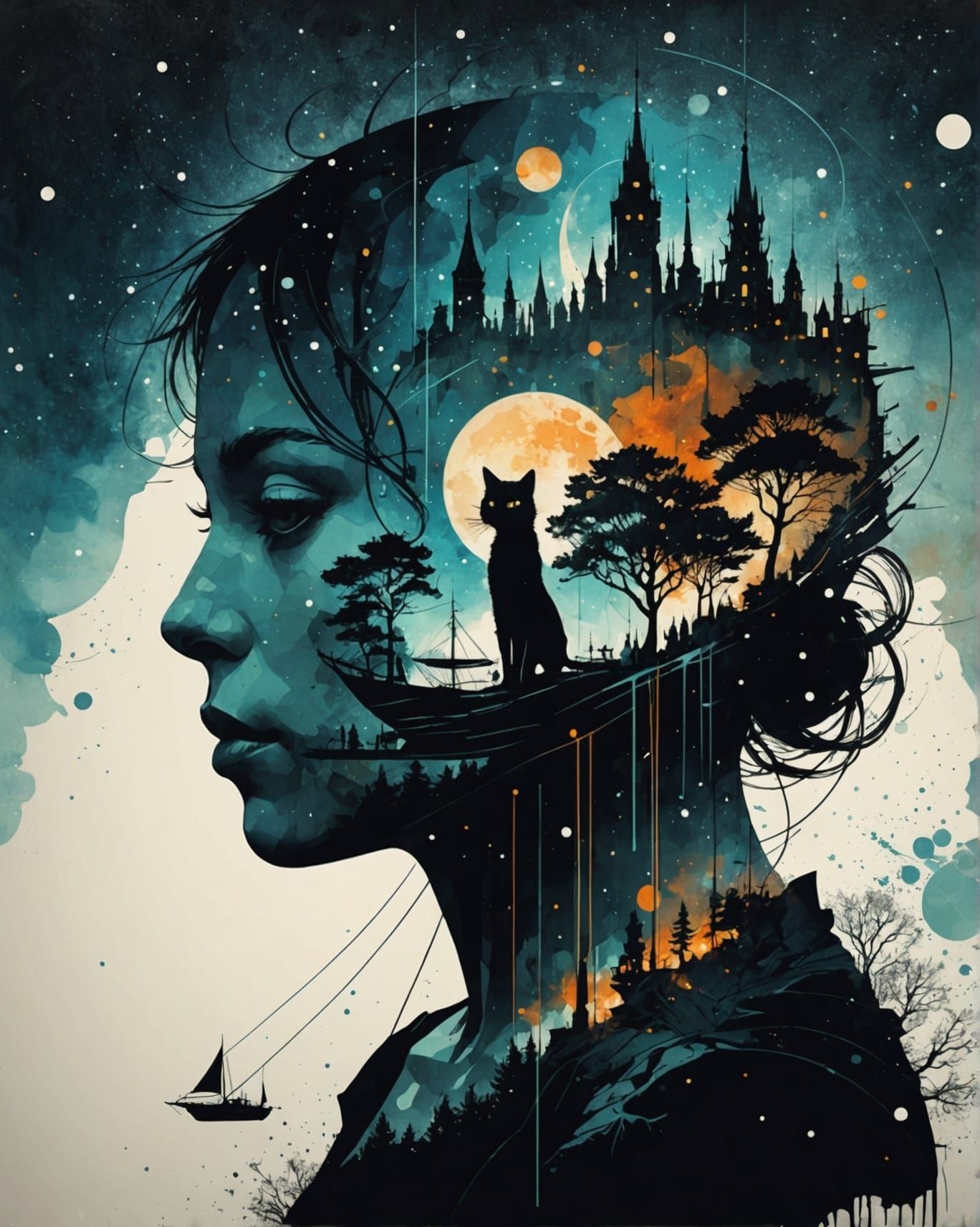 Galaxy Merging with Star Trees: Double Exposure Art