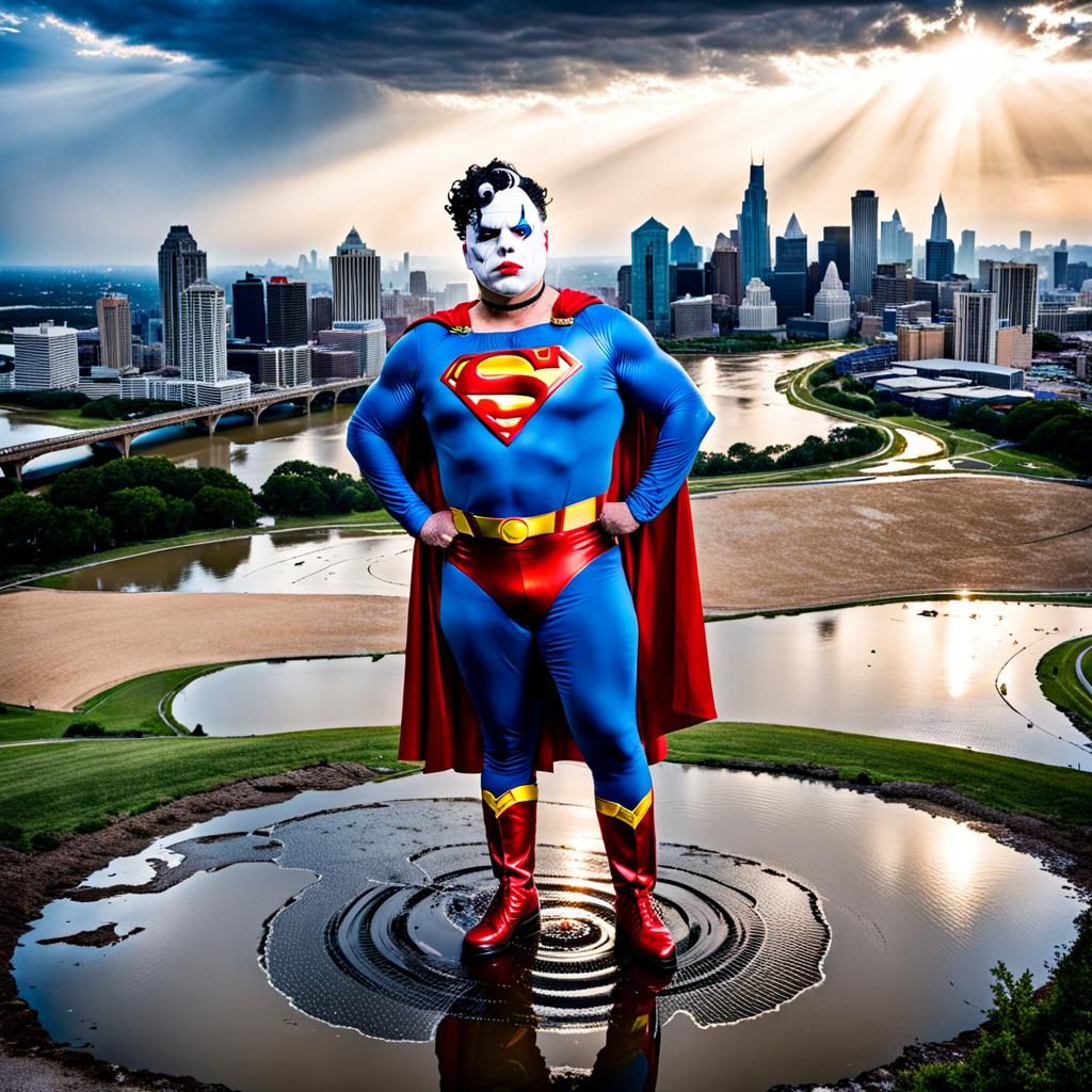 Puddles Pity Party as Superman in Austin