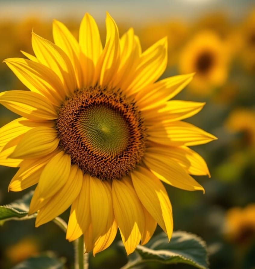 Close-Up Sunflower in Golden Morning Light