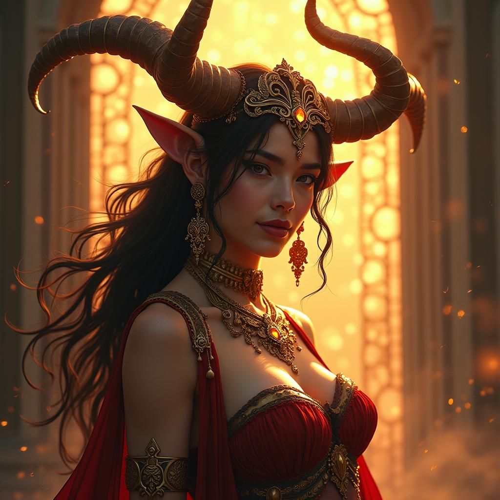 Elegant Female Minotaur in Hyperrealistic Splash Art