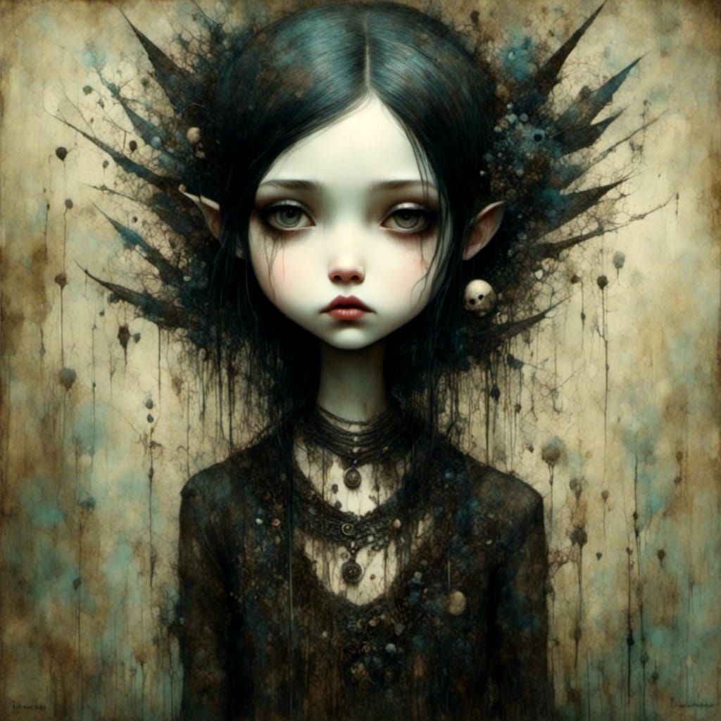 Goth Punk Girl in Art Brut Style