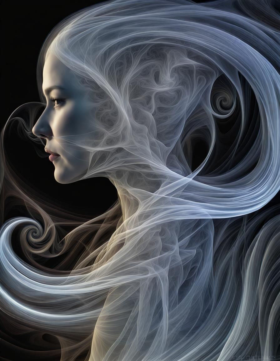 Ethereal Sorcerer Portrait in Abstract Fractal Style