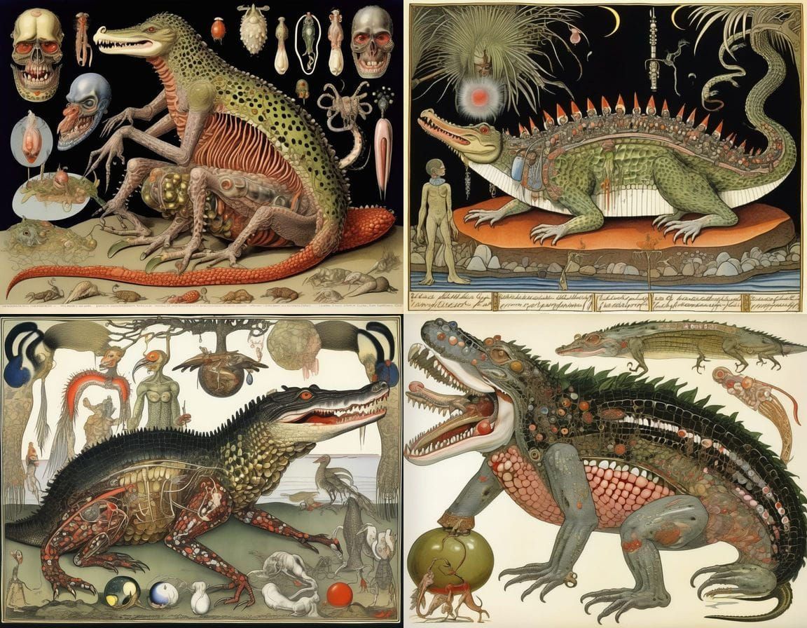 Surreal Egyptian Anatomy in Noctilucent Hues