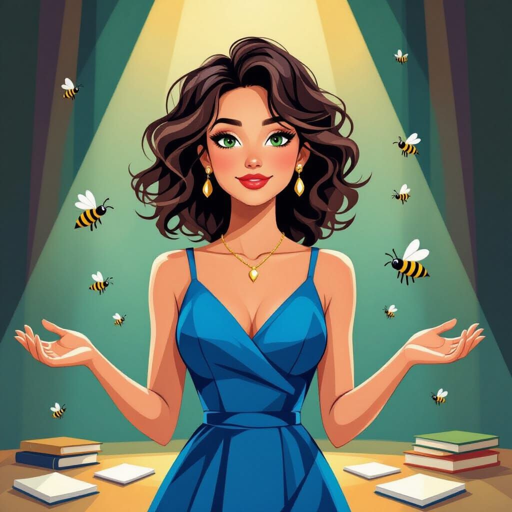 Cubist Portrait of a Young Woman on Stage