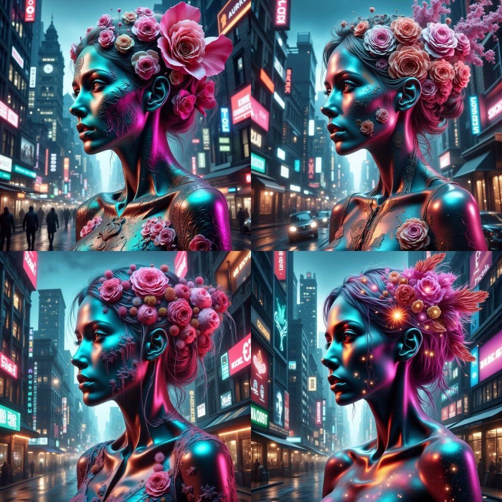 Cyberpunk Cityscape with Neon Lights in 2099