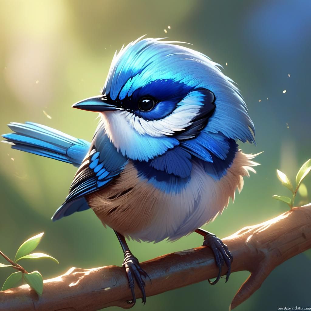 Detailed Fairy Wren Portrait in Hyperrealistic Style