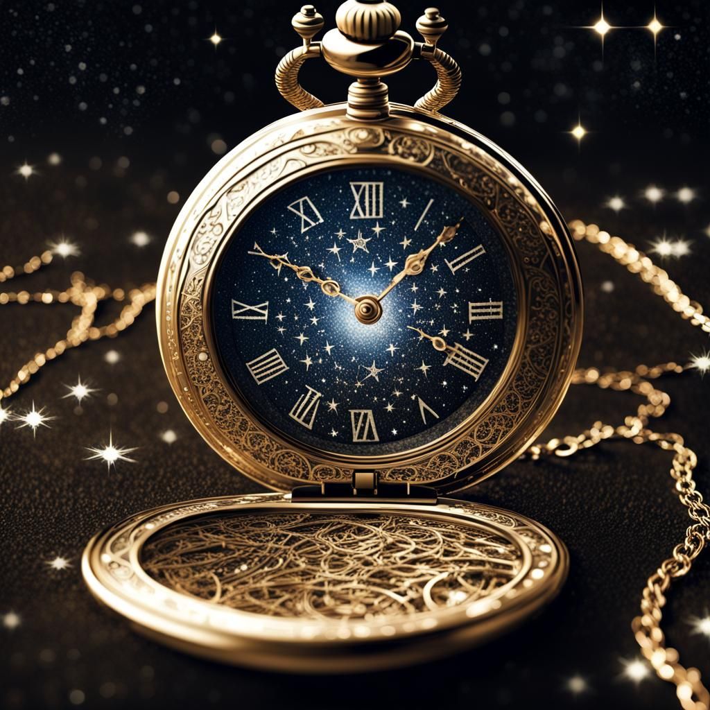 Celestial Crystal Pocket Watch in 2.5D Japanese Art