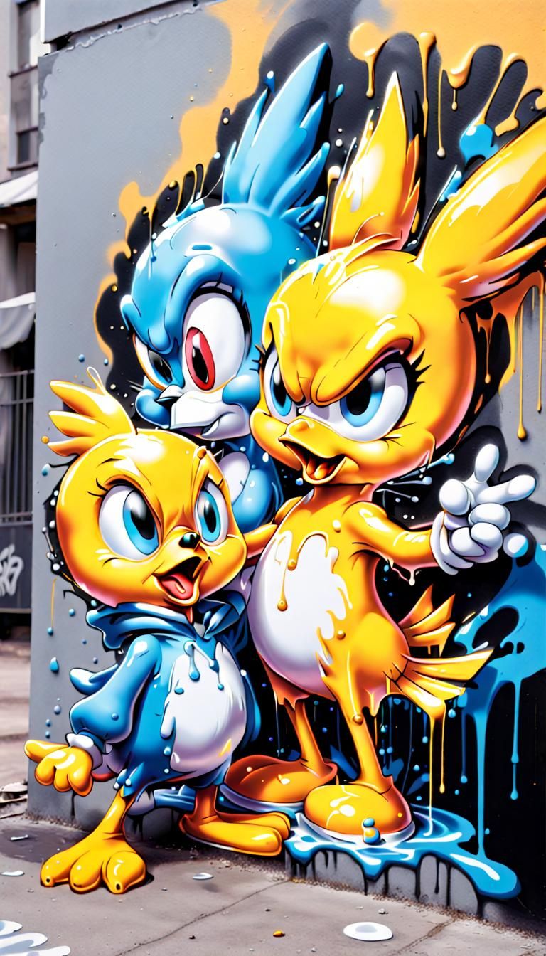 Sylvester and Tweety Graffiti Street Art