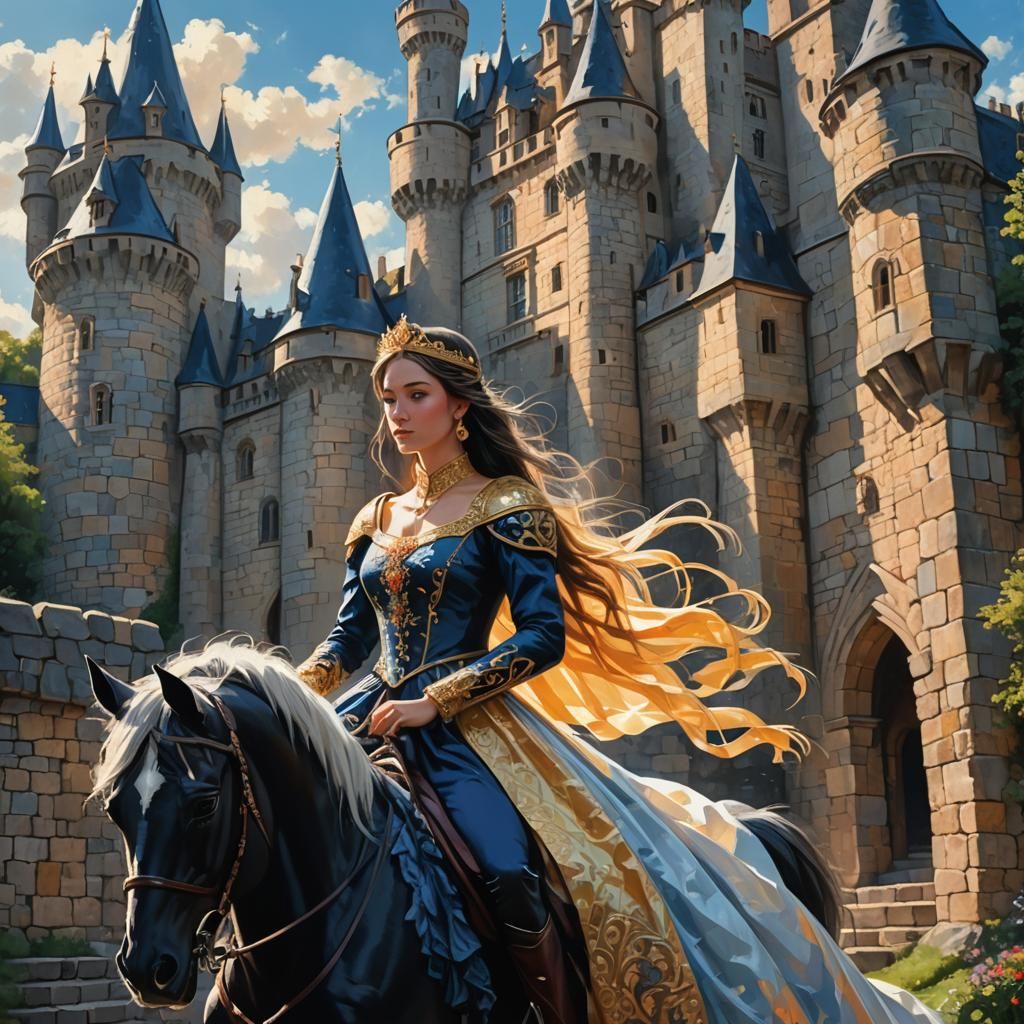 Princess on Horseback: Fantasy Oil Painting