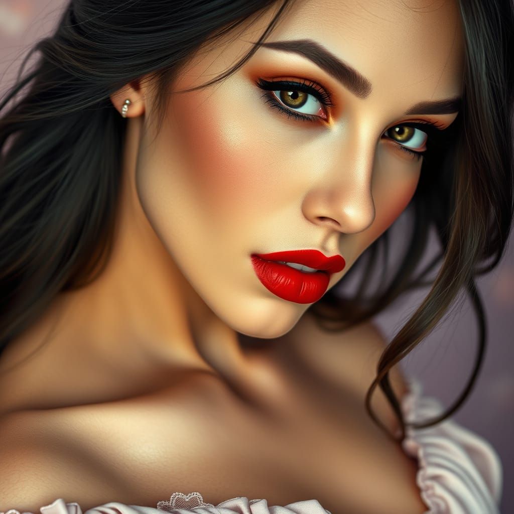 Ethereal Hyper-Realistic Portrait of a Woman in Art Nouveau ...