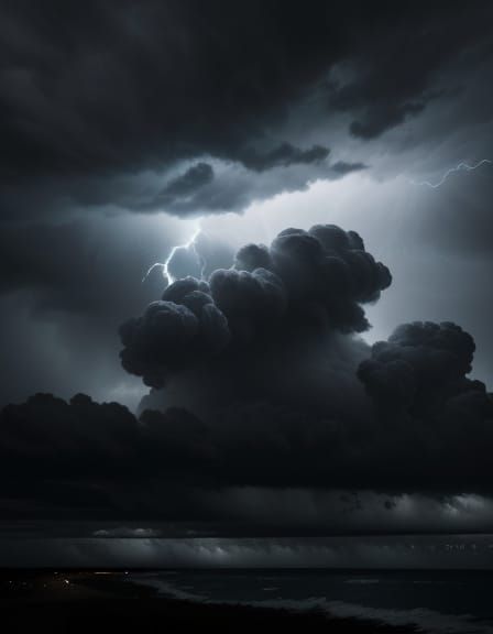 Dramatic Storm Clouds Illuminated by Lightning