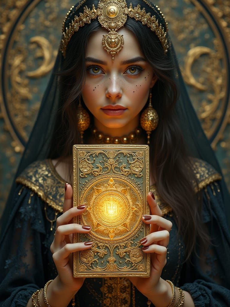 Ornate Tarot Card in Ethereal Luminescence