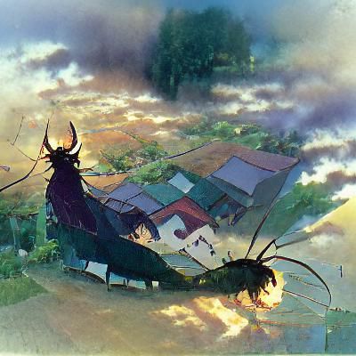 Tanjiro Kamado as a Demon in Ghibli Style