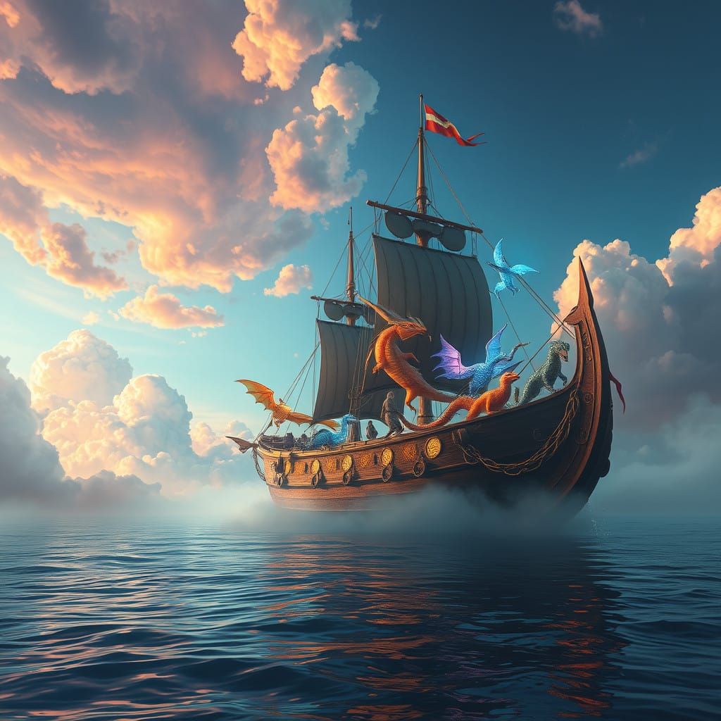 Ethereal Vessel in Majestic Fantasy Landscape