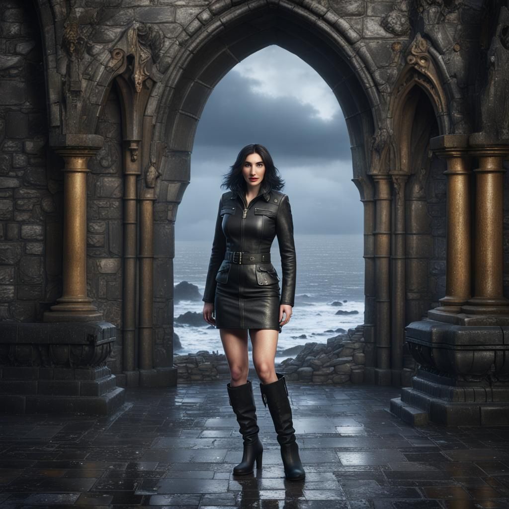 Leather Outfit in Cornwall: Detailed Fantasy Art