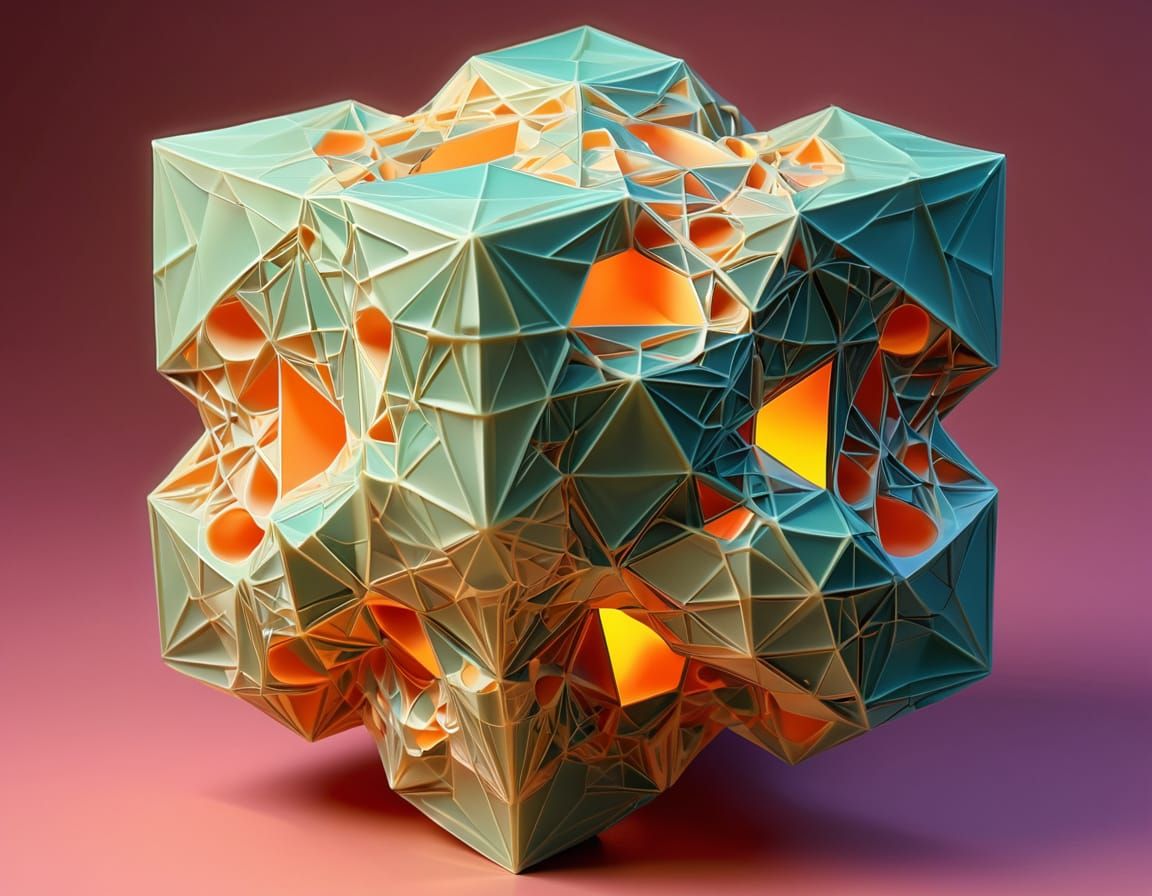 fractious squazoodling 3D recursive geometric math art resin...