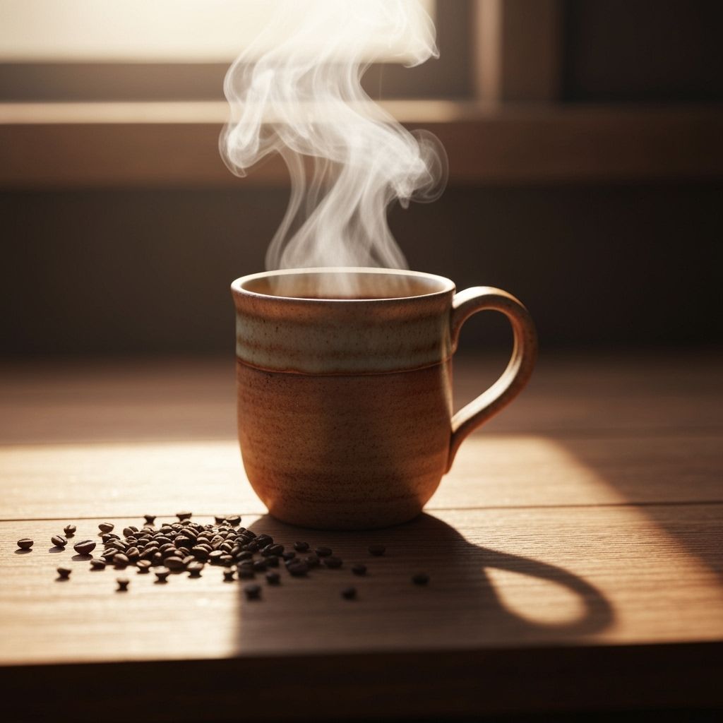 Steaming Coffee Mug in Soft Morning Light