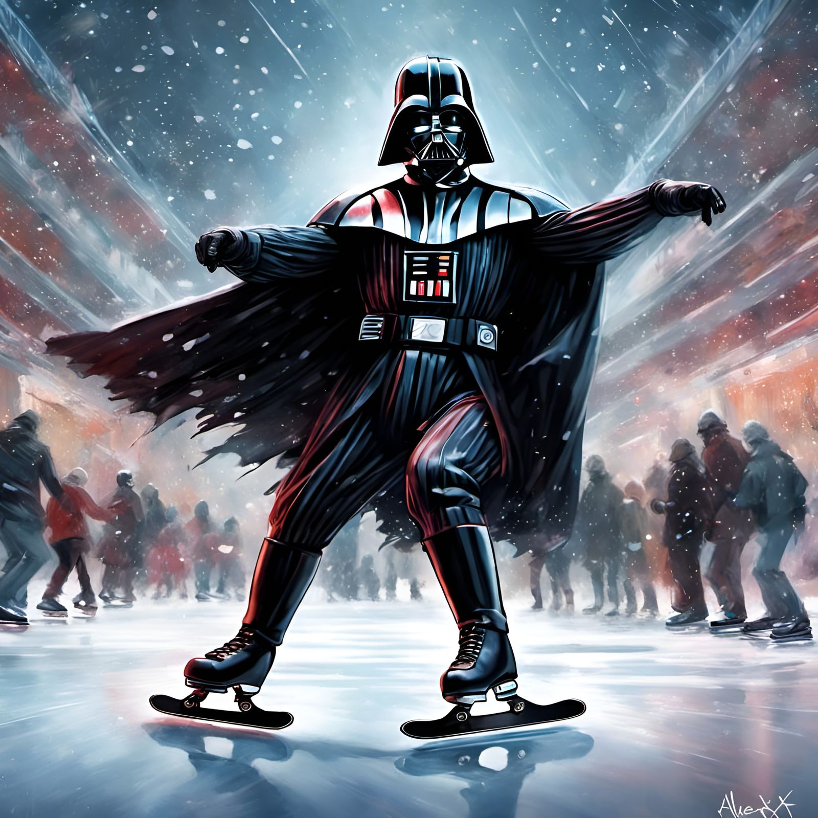 Darth Vader Ice Skating Portrait