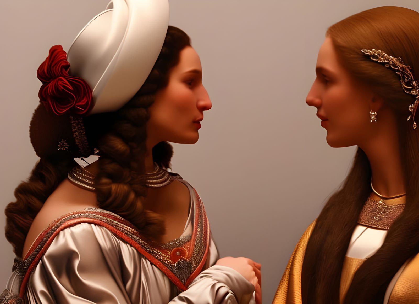 Renaissance Women's Coffee Break: Detailed Painting