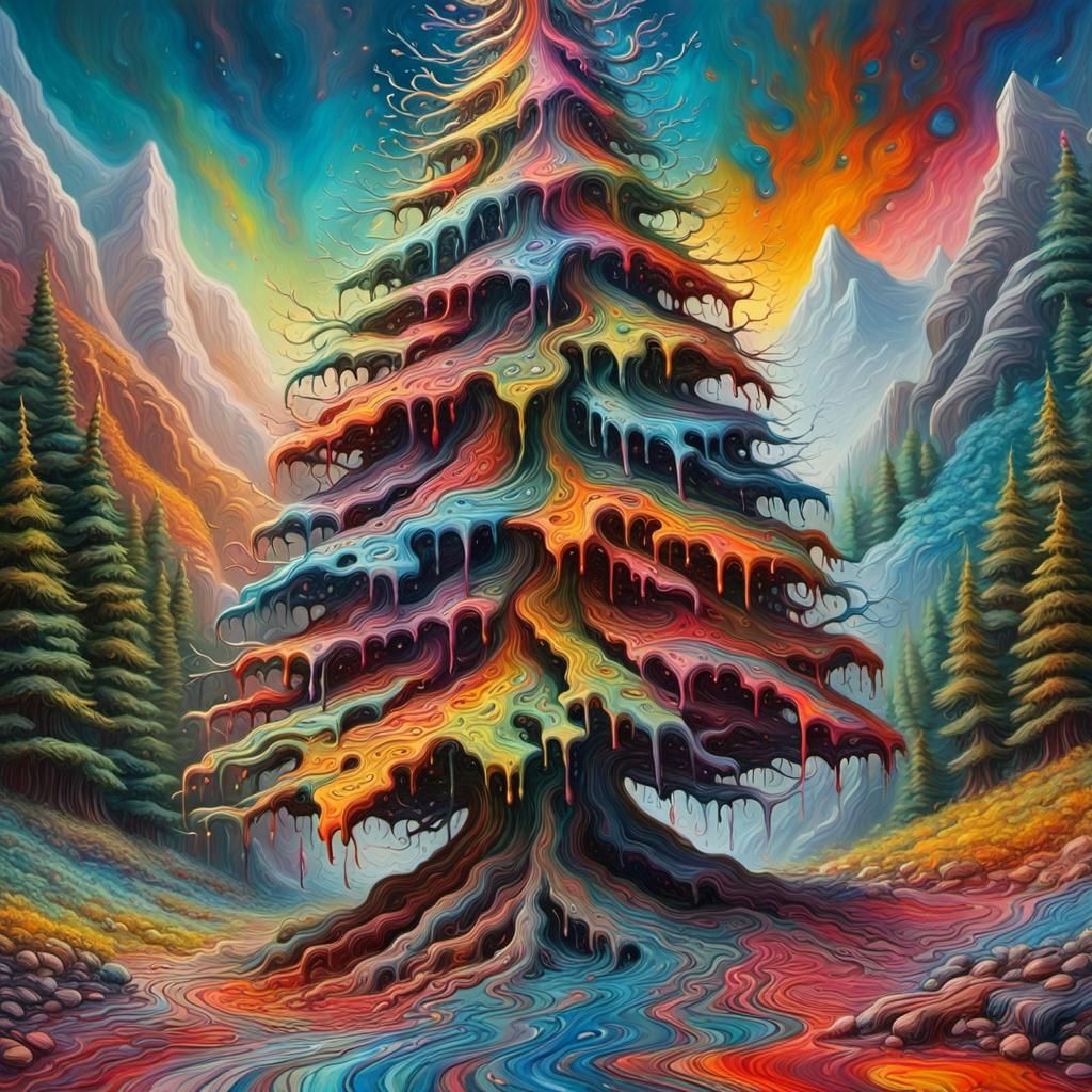 Psychedelic Christmas Tree with Broken Glass Effect