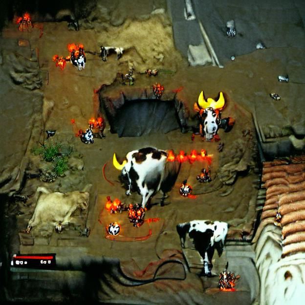 Bipedal Cow Warriors in Grassy Field