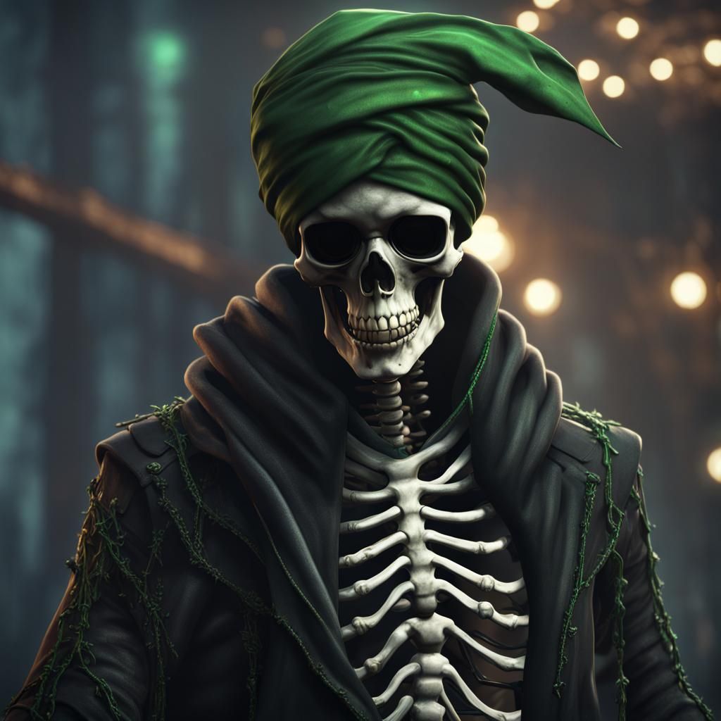 Skeleton with Bandana: Detailed Fantasy Concept Art
