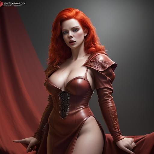 Hyperrealistic Portrait of Woman in Leather Gown