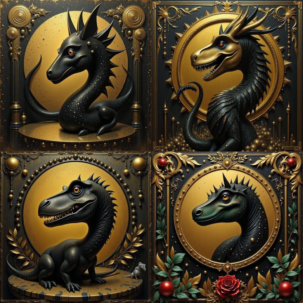 Glamorous Golden Age Dinosaur Portrait