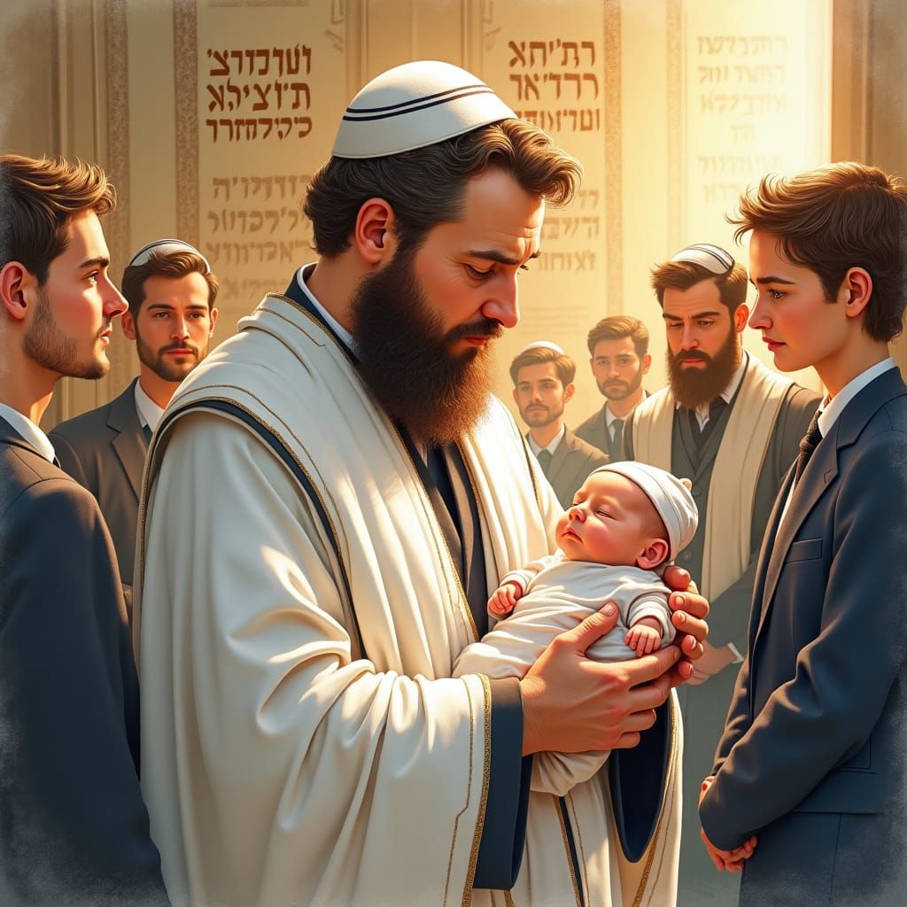 Sacred Circumcision Ritual in Watercolor Style