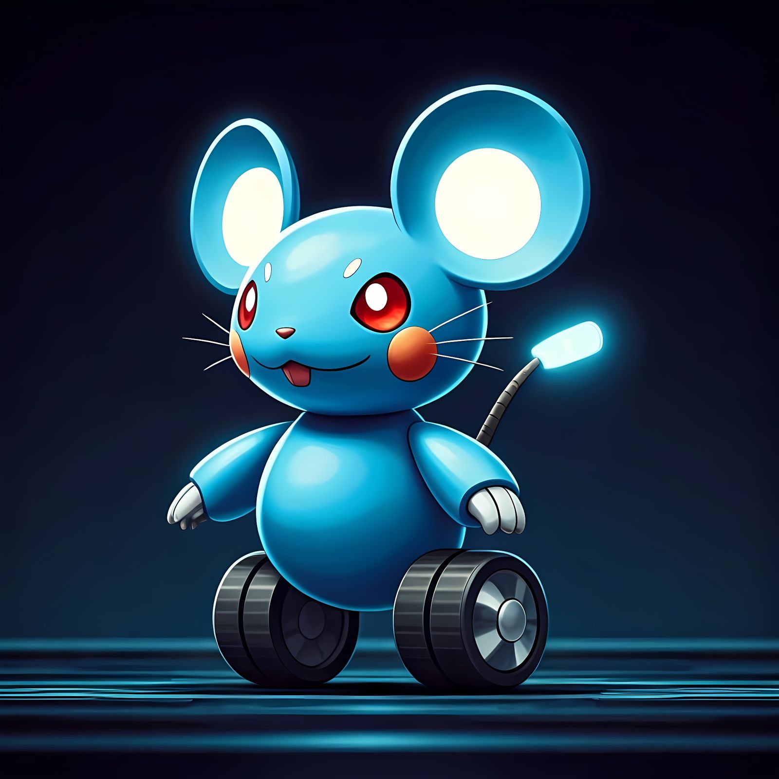 Cyberpunk Electric Mouse Fakemon in Dynamic Anime Style