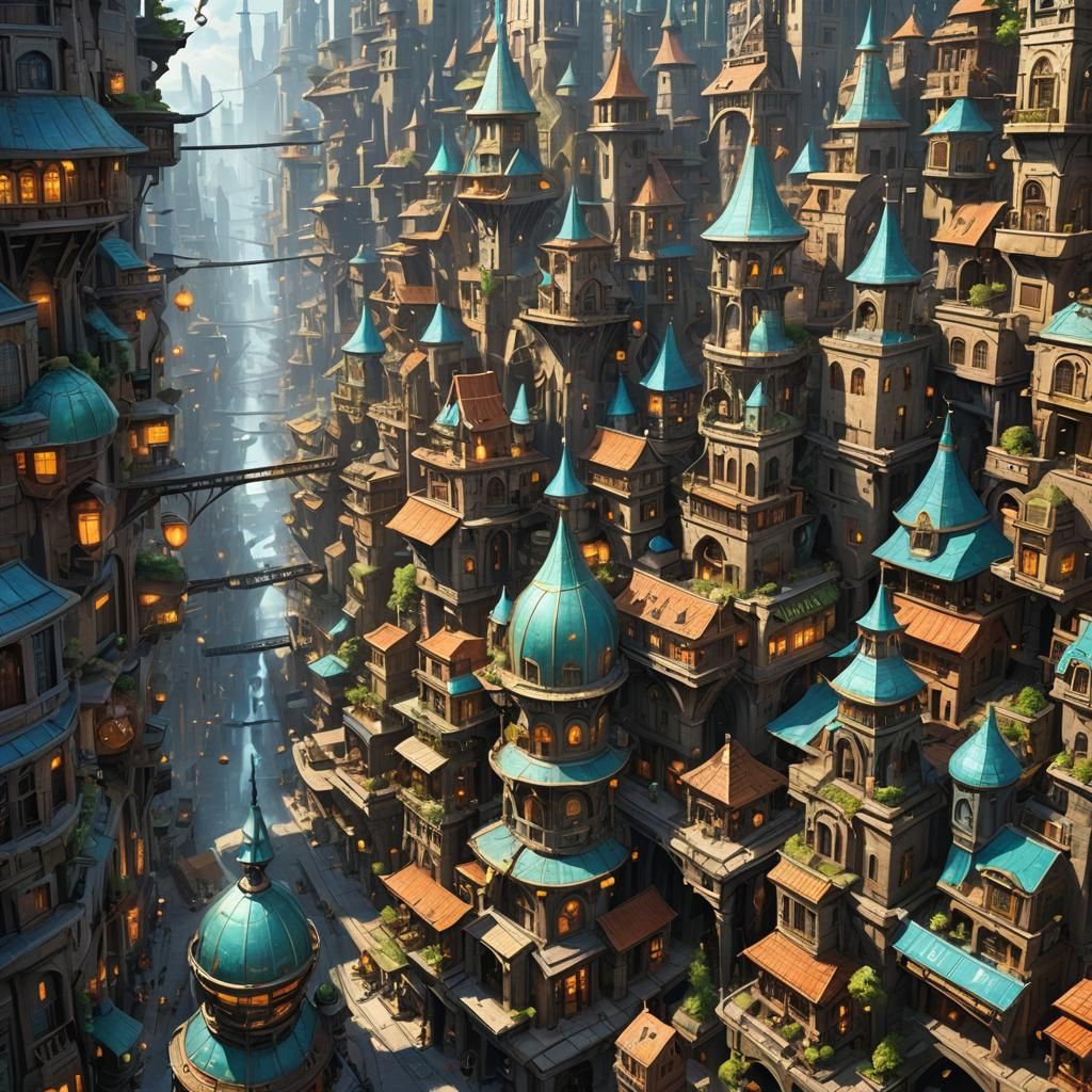 Futuristic City: Tech, Magic, and Mystery Fusion