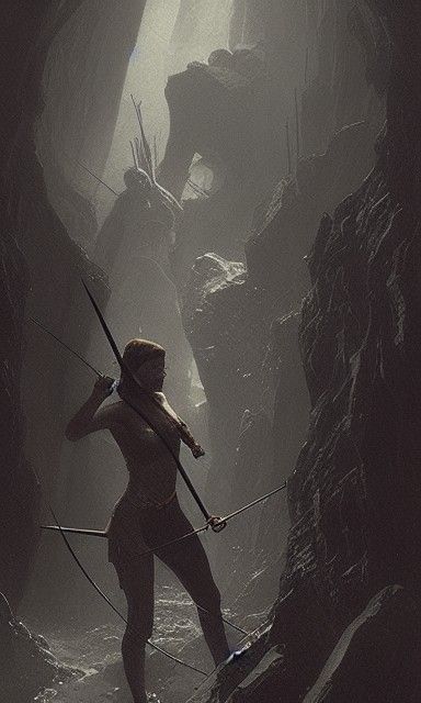 Archer in Arena: Dark Fantasy Illustration