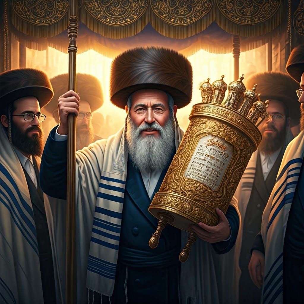 Charismatic Ultra-Orthodox Jew with Torah Scroll