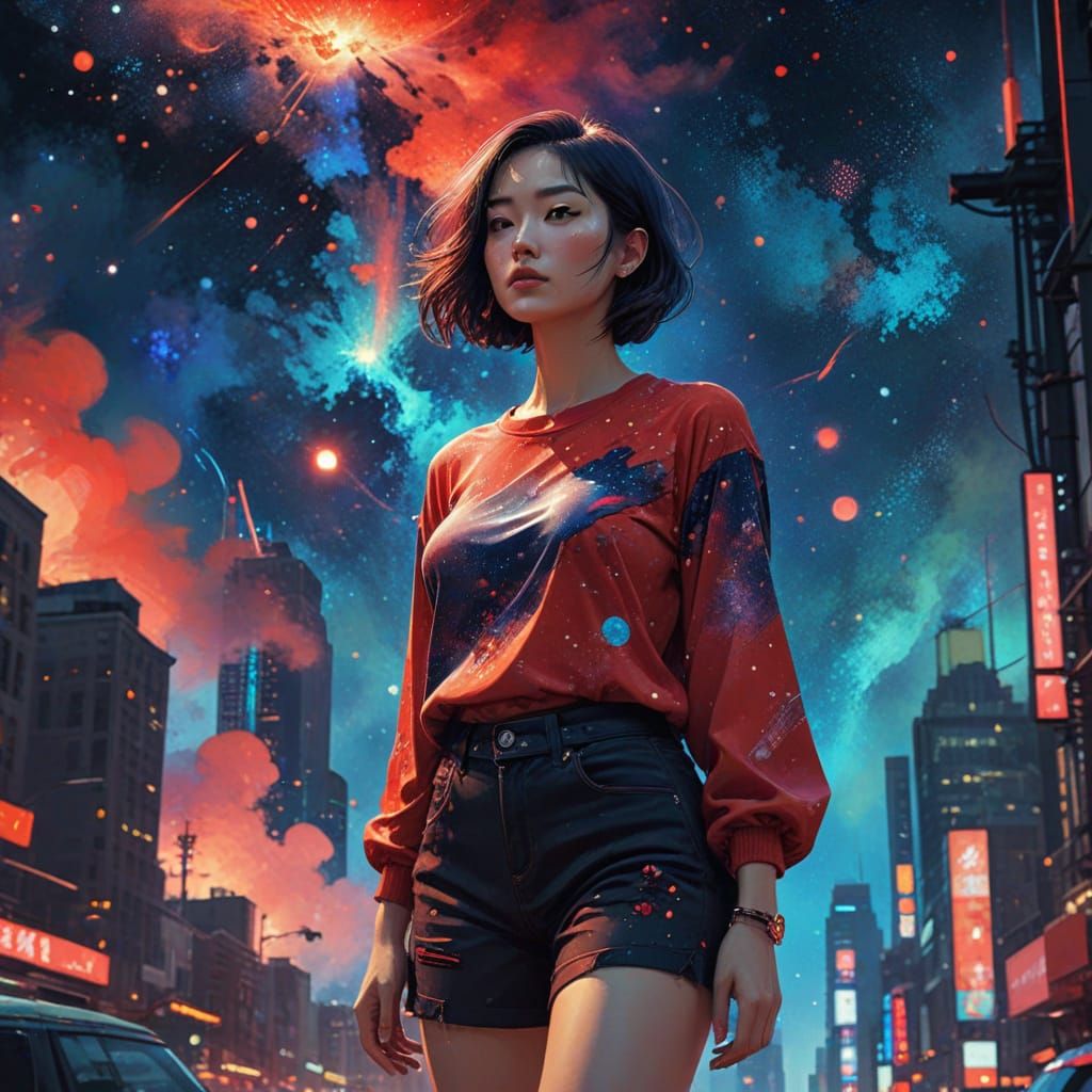 Galactic New York City Fantasy in Vibrant Pastel