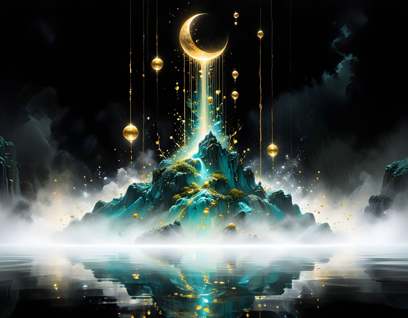 Mystical Mountain Miracle in Soft Oil and Ink