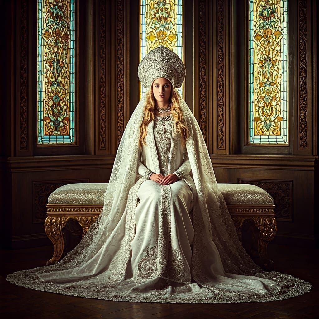 Tsarina Alexandra in Crystal Room: Mystical Portrait