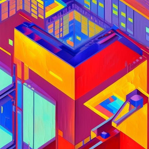 Cyberpunk Melbourne Architecture in Expressionist Oil Painti...