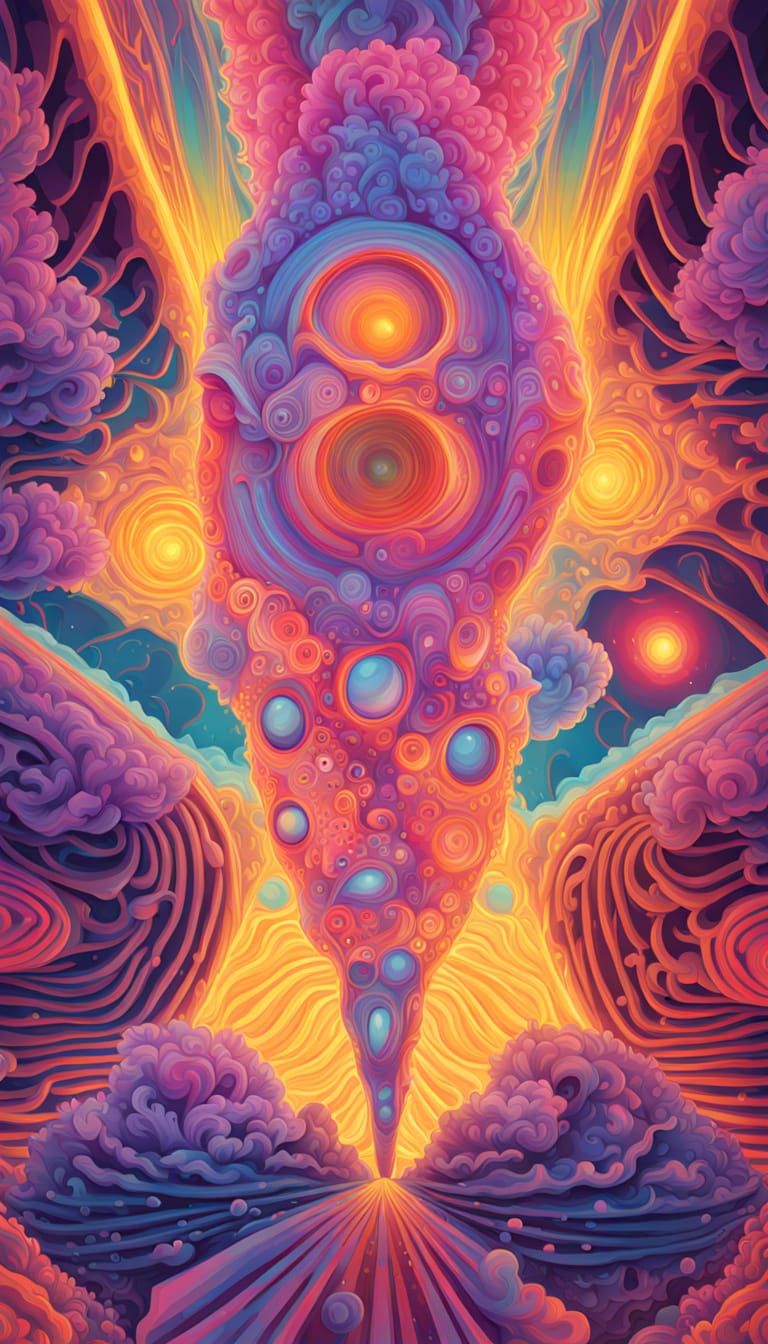 Alien Vorticism Form Merging with Geometric Patterns in Nebu...