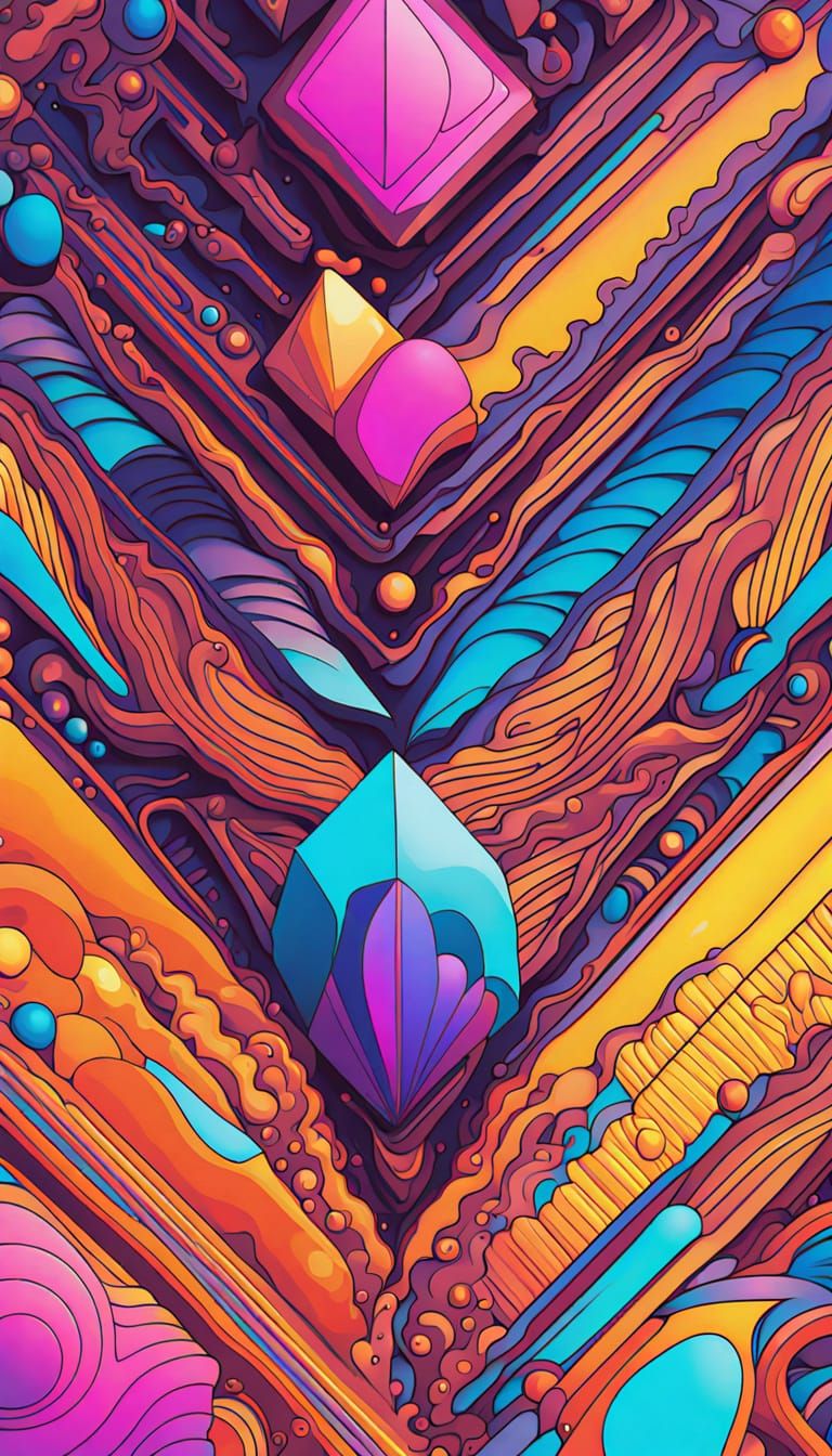 Alien Vorticism Stele Merging with Geometric Patterns in Neo...