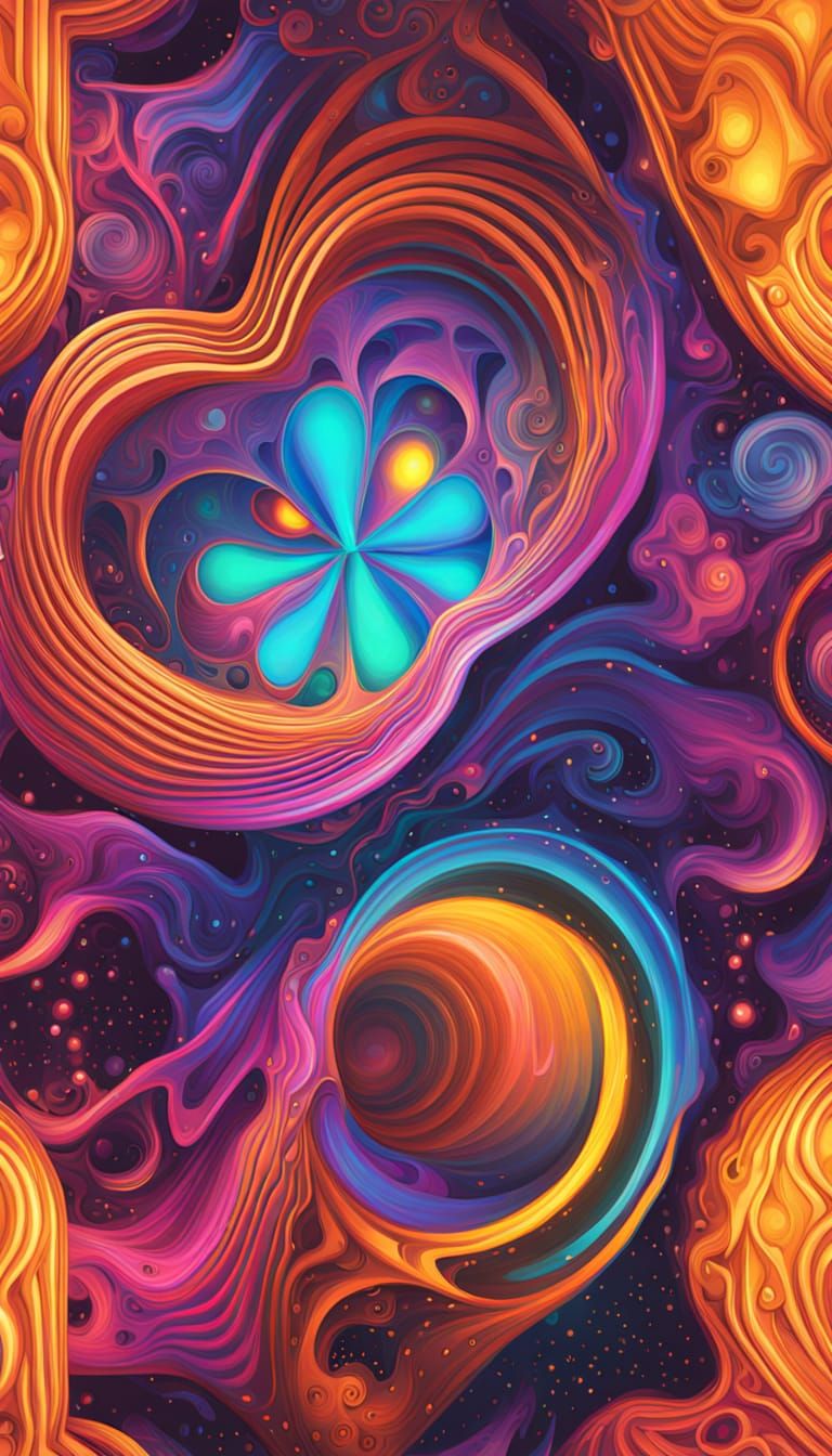 Alien Vorticism Form Merging With Geometric Patterns