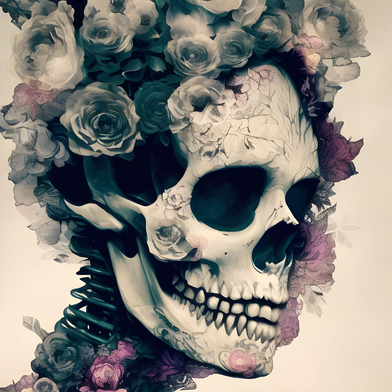 Exotic Skeleton Portrait in Gouache Illustration