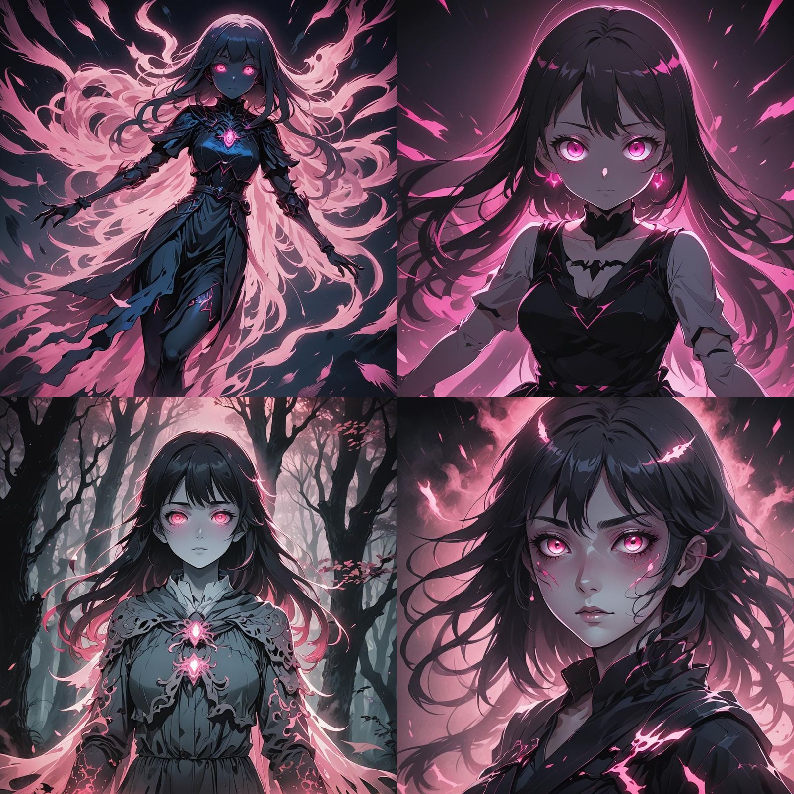 Ethereal Shadow Ghost with Glowing Eyes: Anime Style