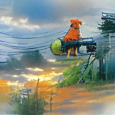 Orange Dog with Chainsaw in Anime Style