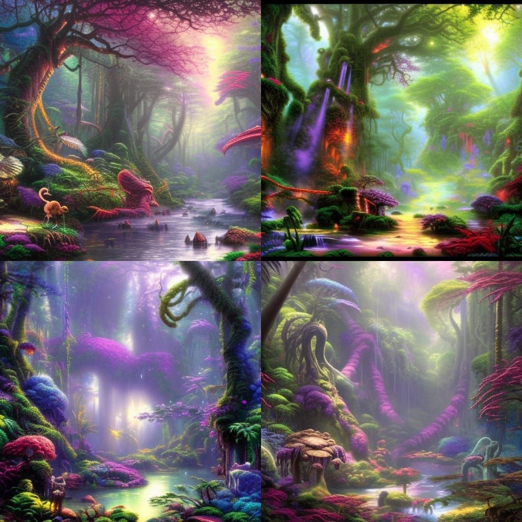 Ethereal Pandora Forest in Kinkade Style