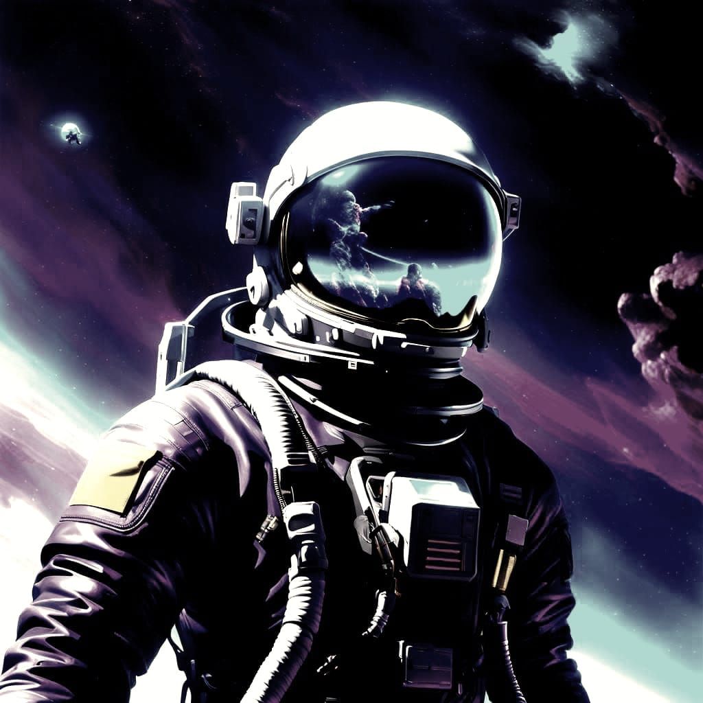 Astronaut in Nebula: Cyberpunk 2099 Style